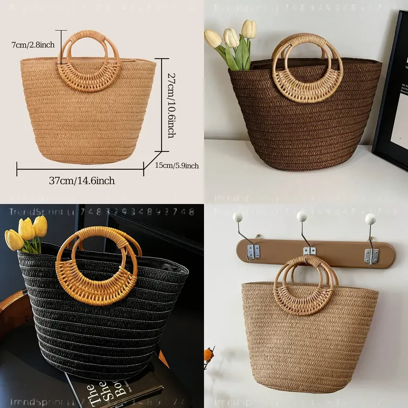 Women'S Bags Handbags - Bolso de mano de papel tejido