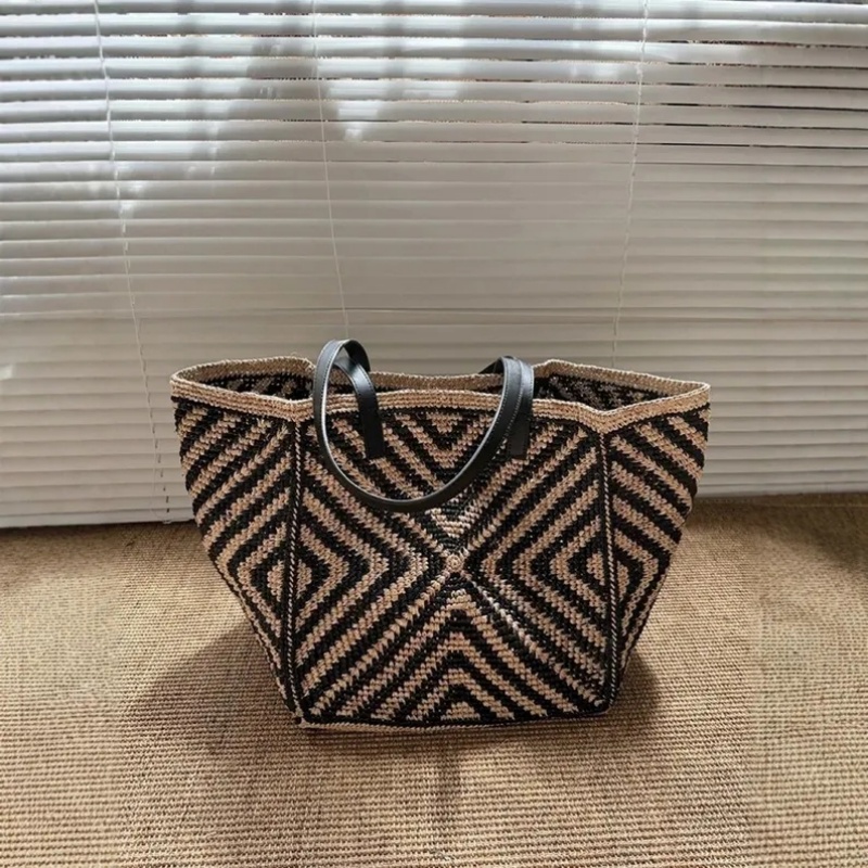 Bolso Tote Grande de Rafia y P - Women'S Raffia Bags reseña y precio