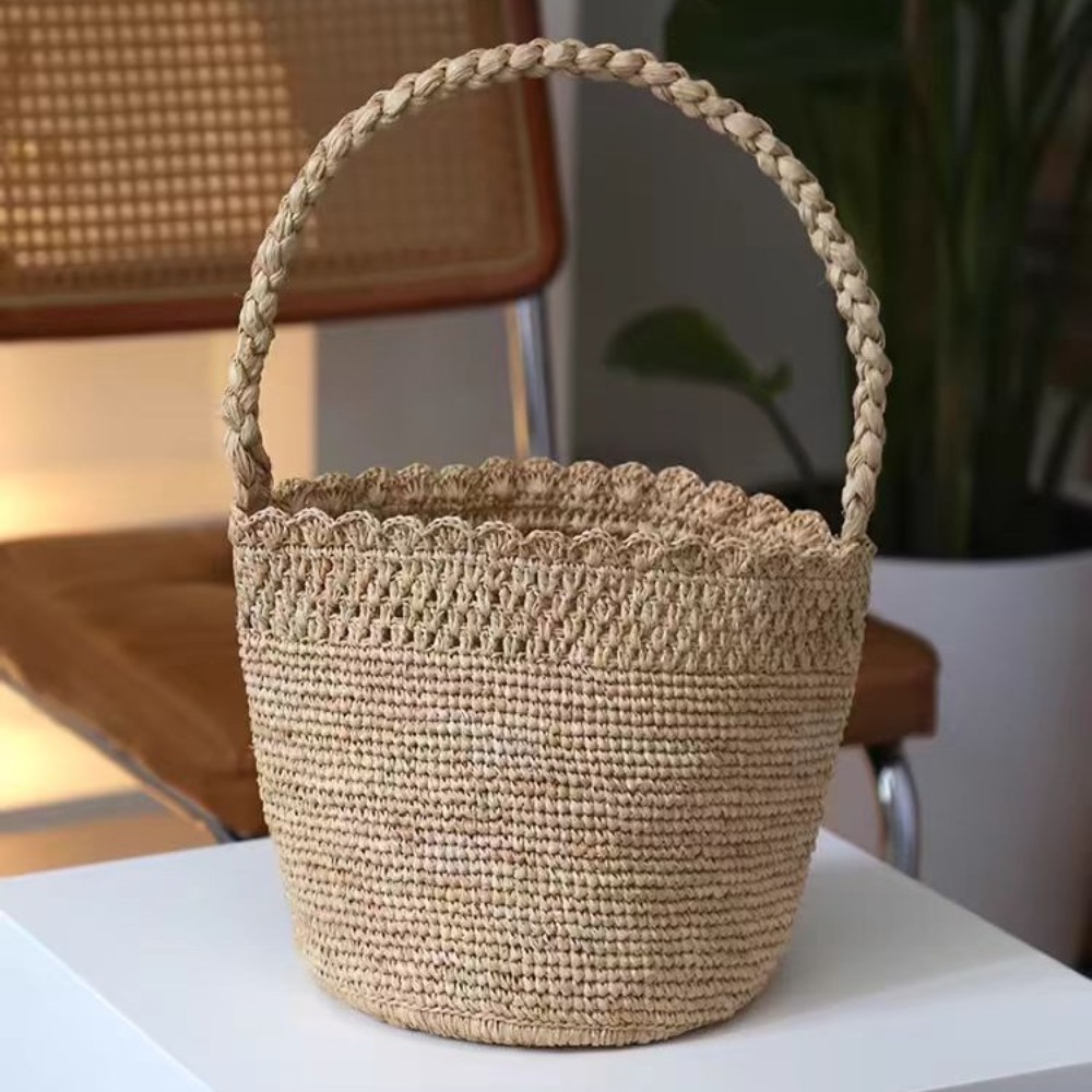 Bolso tipo cubo de paja de gan - Women'S Raffia Bags reseña y precio